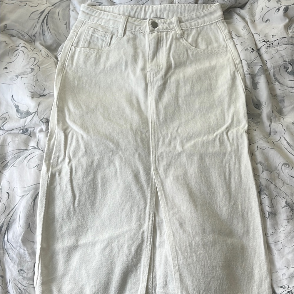 White Denim Skirt